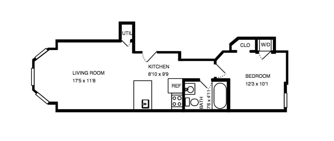 1 Bedroom Floor Plan 1